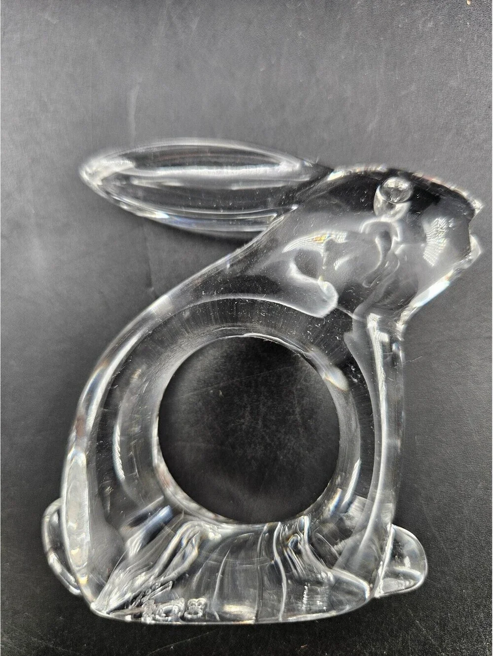 4 Bijan 1980 Clear Lucite Bunny Rabbit Napkin Rings MCM Woodland Table Decor
